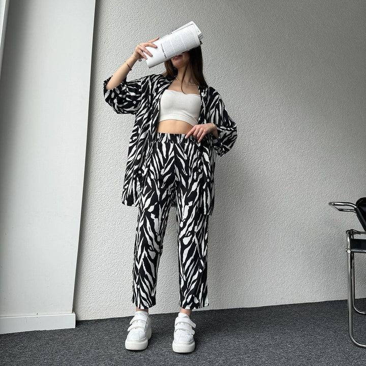 STYLISH ZEBRA PRINT COORDINATED SET 🐾 TRENDY GOWN & TROUSERS